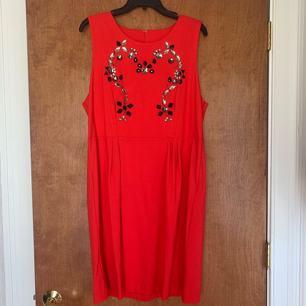 Cynthia Rowley XL Red Dress with Crystal Beading